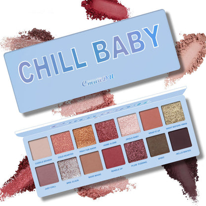 14-Color Matte And Metallic Waterproof Glitter Eyeshadow Palette