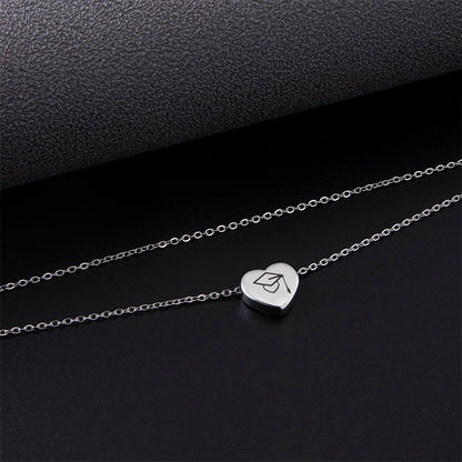 New Dr. Cap Heart Double Anklet Silver Stainless Steel Anklet