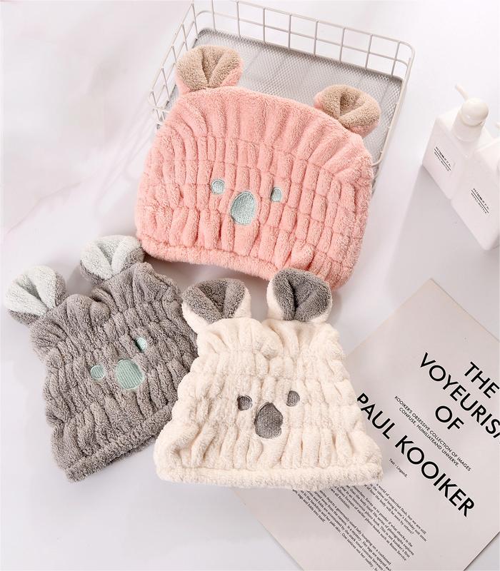 Coral Velvet Creative Cartoon Cute Shower Cap Ladies