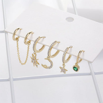 Moon Star Set Ear Clip Earrings
