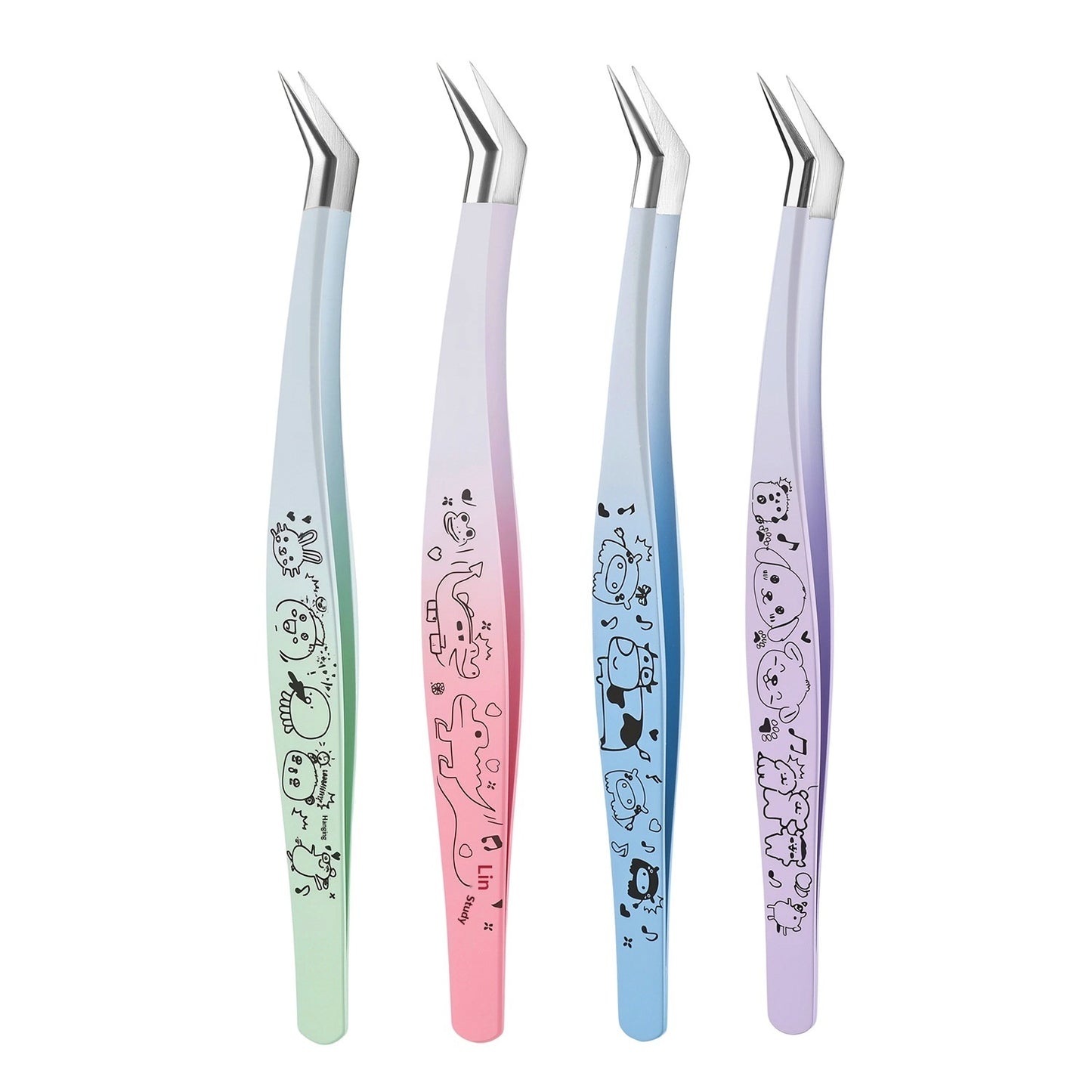 Scenic Sticker Curved Tweezers False Eyelashes