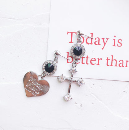 Baroque Cross Love Diamond Stud Earrings Earrings Earrings