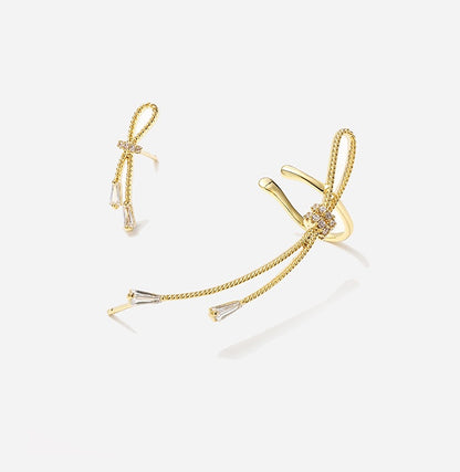 Asymmetric ear bone clip earrings