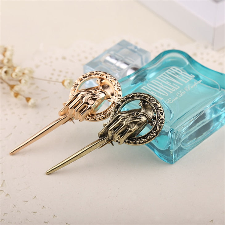 Power Game King Scepter Hand BROOCH BADGE Commemorative