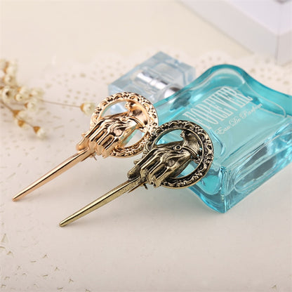 Power Game King Scepter Hand BROOCH BADGE Commemorative