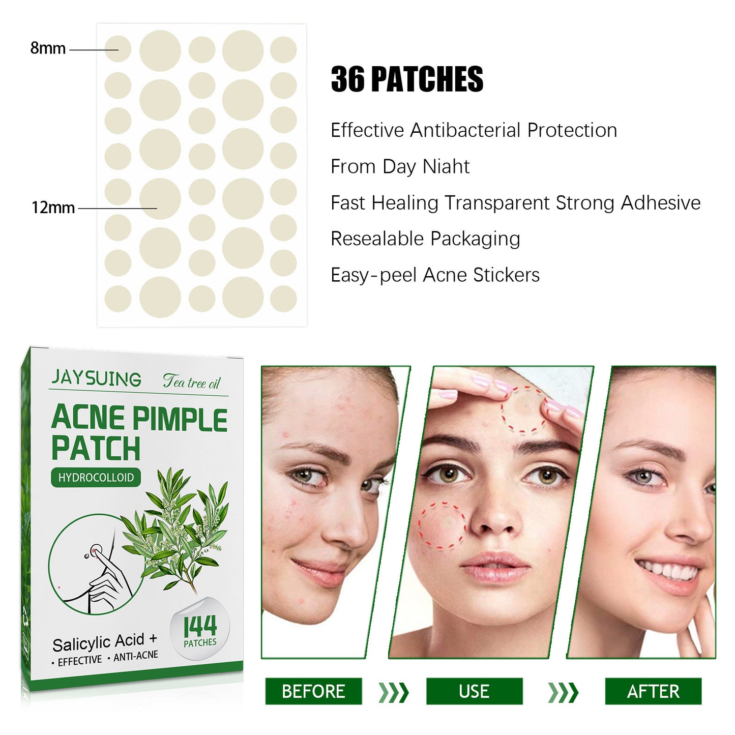 Invisible Makeup, Waterproof, Moisturizing And Cleaning Tea Tree Oil Acne Patch