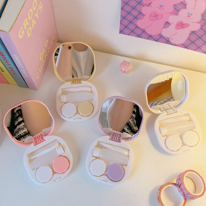 Ins Style Simple Cute Puppy Cartoon With Mirror Contact Lens Case