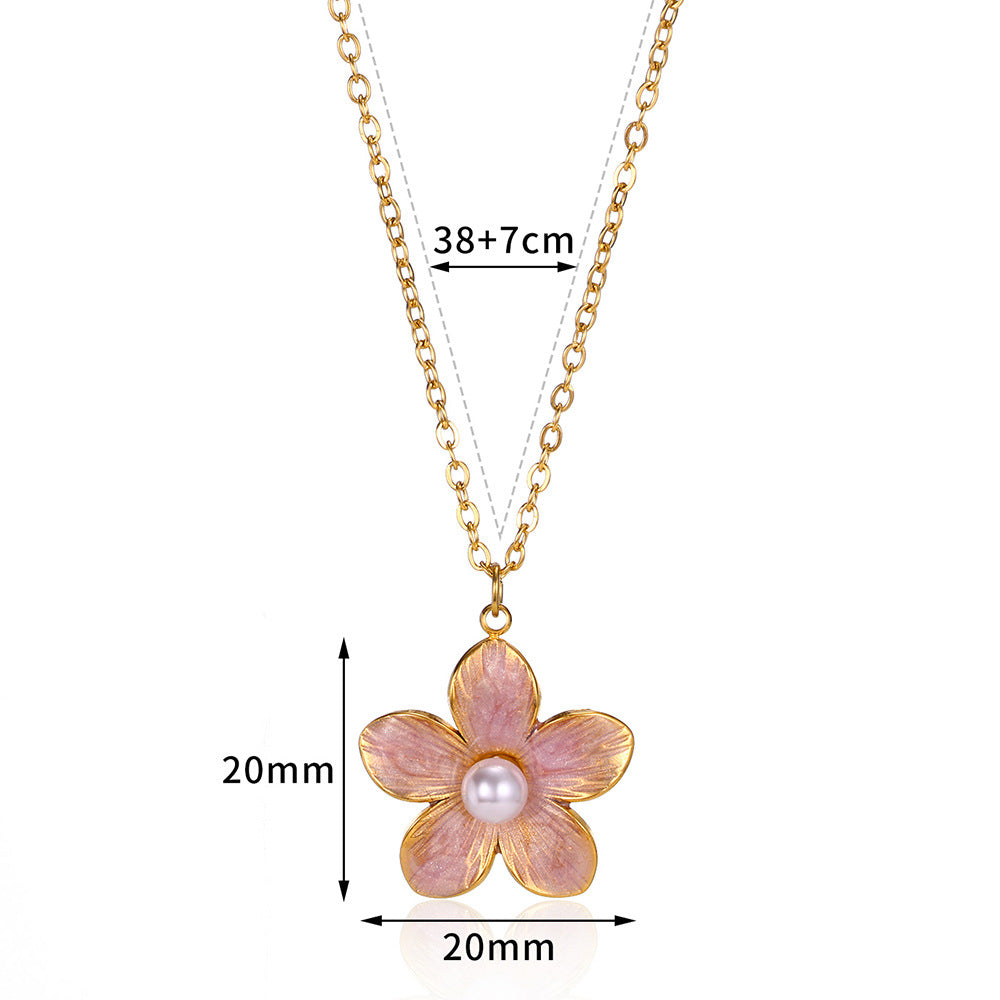 Colorful Oil Necklace Flower Pendant Necklace For Women