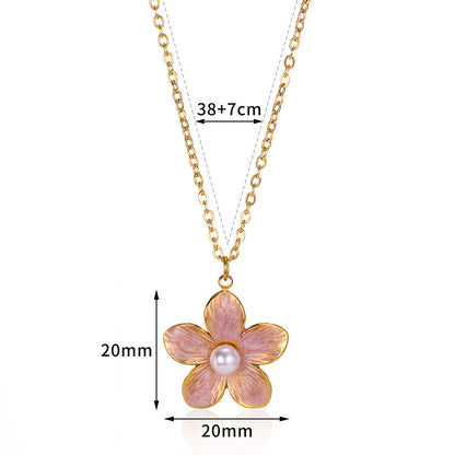 Colorful Oil Necklace Flower Pendant Necklace For Women
