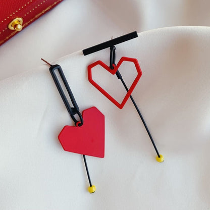 Love earrings female asymmetric earrings