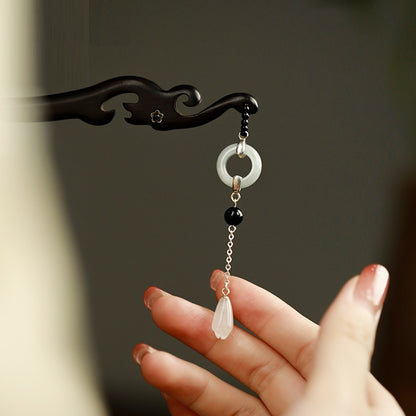 Simple Daily Brocade Wooden Tassel Hairpin