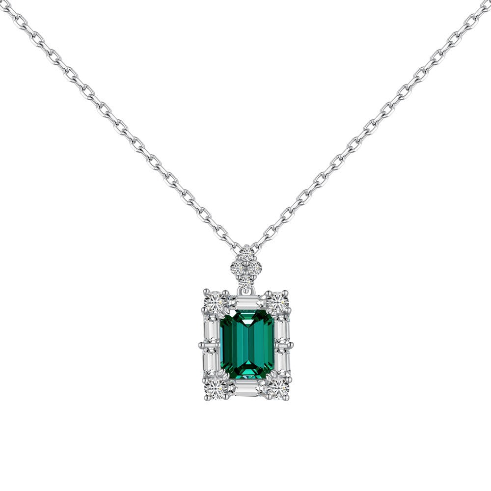 Emerald Main Stone Geometric Necklace For Women
