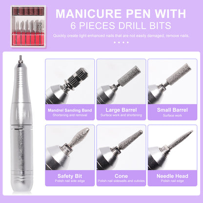 Electric Nail Drill Professional 45000RPM - Rechargeable Nail Drill Kit Portable Electric Nail File With Complete Bits For Acrylic Nails Gel Polishing Removing