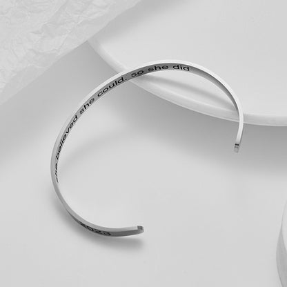 She Believe She Could Cuff Bracelet Silver Stainless Steel Graduate Cap Bangles For Women Graduation Jewelry Gifts