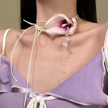 Common Calla Flower Necklace For Women