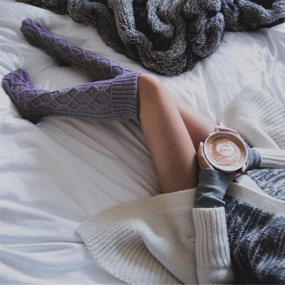 Twist Over The Knee Stockings Bunching Socks Women