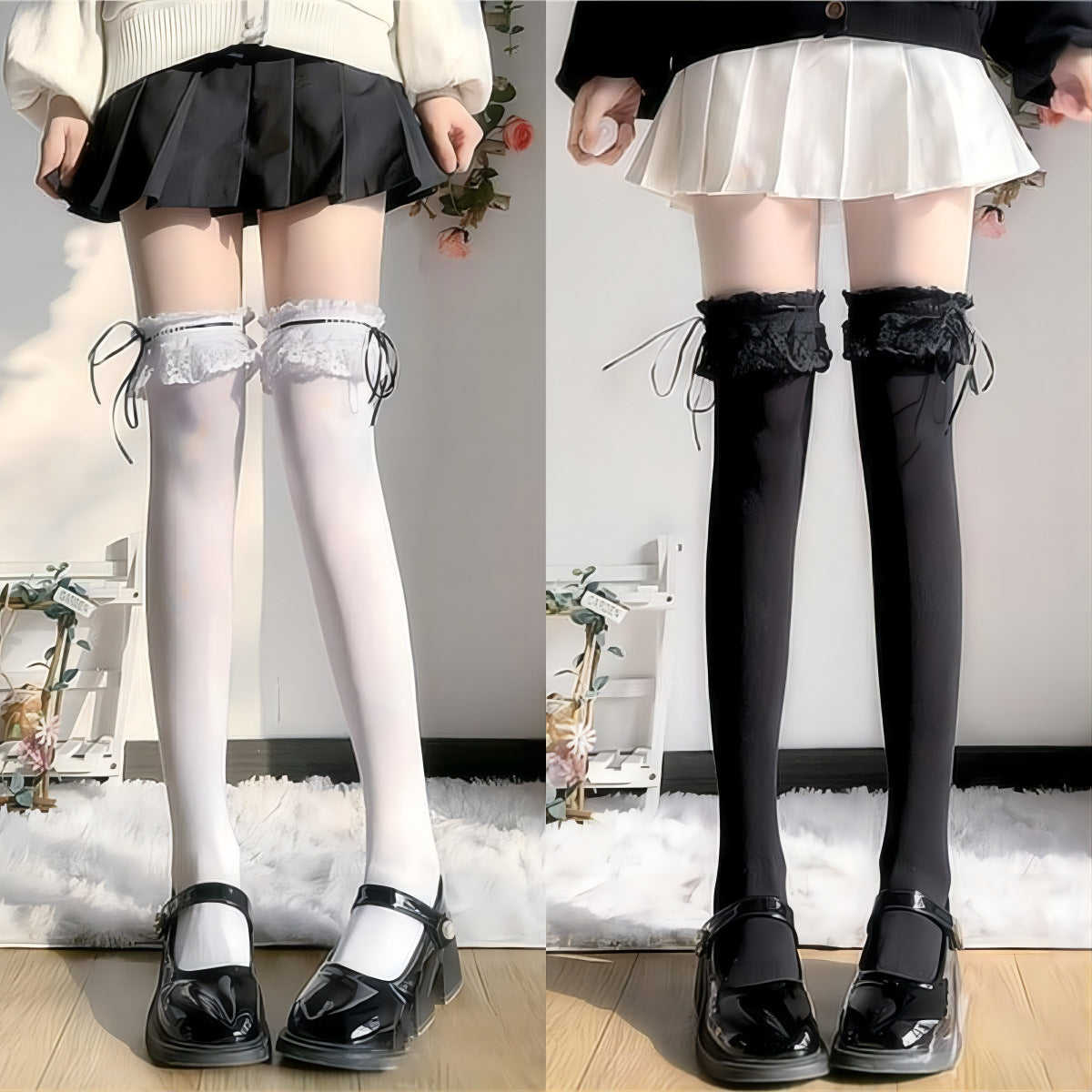 White Pure Lace Stockings Women