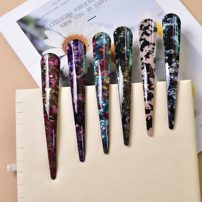 Ornament Korean Style Acrylic Barrettes Tweezers Large Ox Horn Hairclip French Version Grip