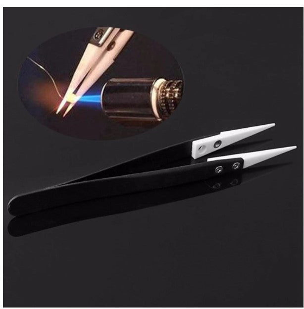 Anti-Static Ceramic Tweezers Black Handle Clamping Tweezers