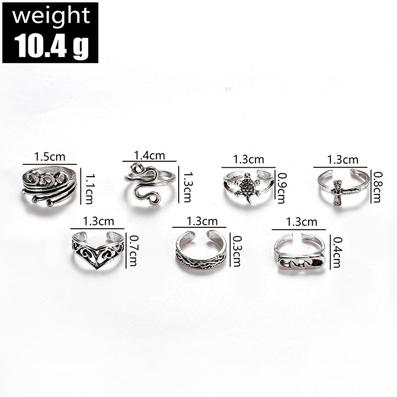 Retro Hollow-out Petals Opening Adjustable Toe Ring Women