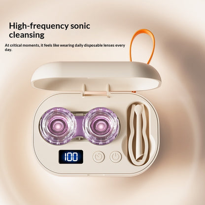 Portable Contact Lens Case With Ultrasonic Automatic Cleaning Feature