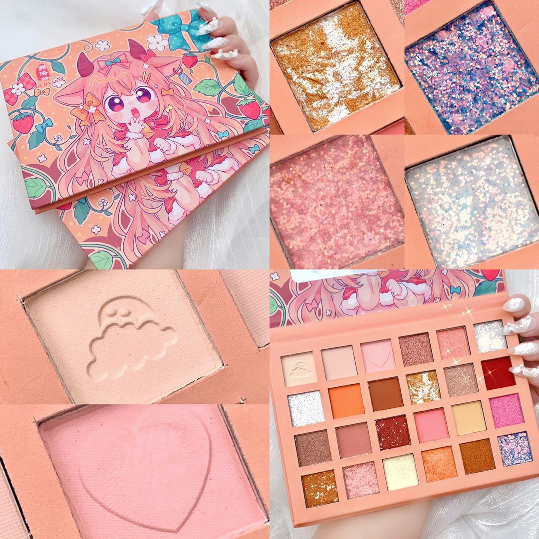 New 24 Colors Strawberry Girl Eyeshadow Palette Glitter