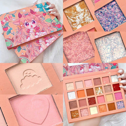 New 24 Colors Strawberry Girl Eyeshadow Palette Glitter