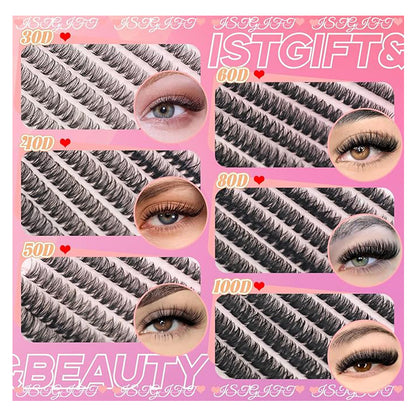 4PCS Hotmelt DIY Self-grafting Large Capacity 640 Single-cluster Thick European And American False Eyelash Book Set
