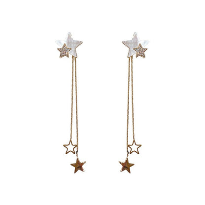 Silver Needle Star Tassel Earrings Long Earrings Fashion Personality Earrings
