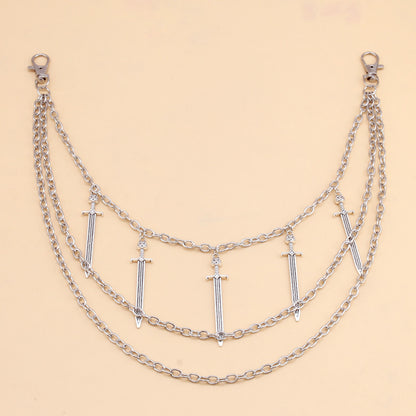 Bearing Sword Pendant Waist Chain Layered Retro Chain