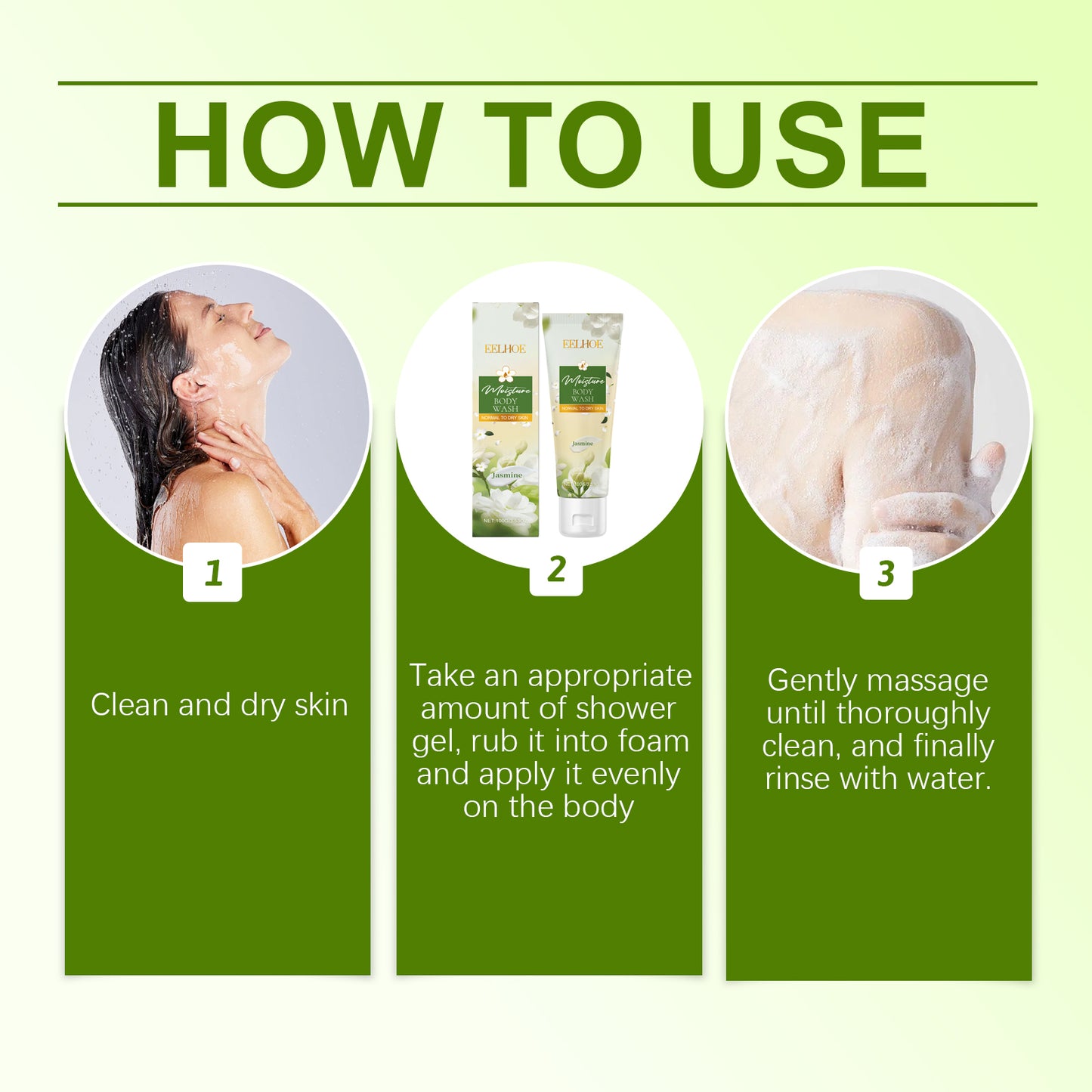 EELHOE  Jasmine Moisturizing Body Wash, Gentle, Clean, Smooth, Moisturizing And Fragrant Body Wash