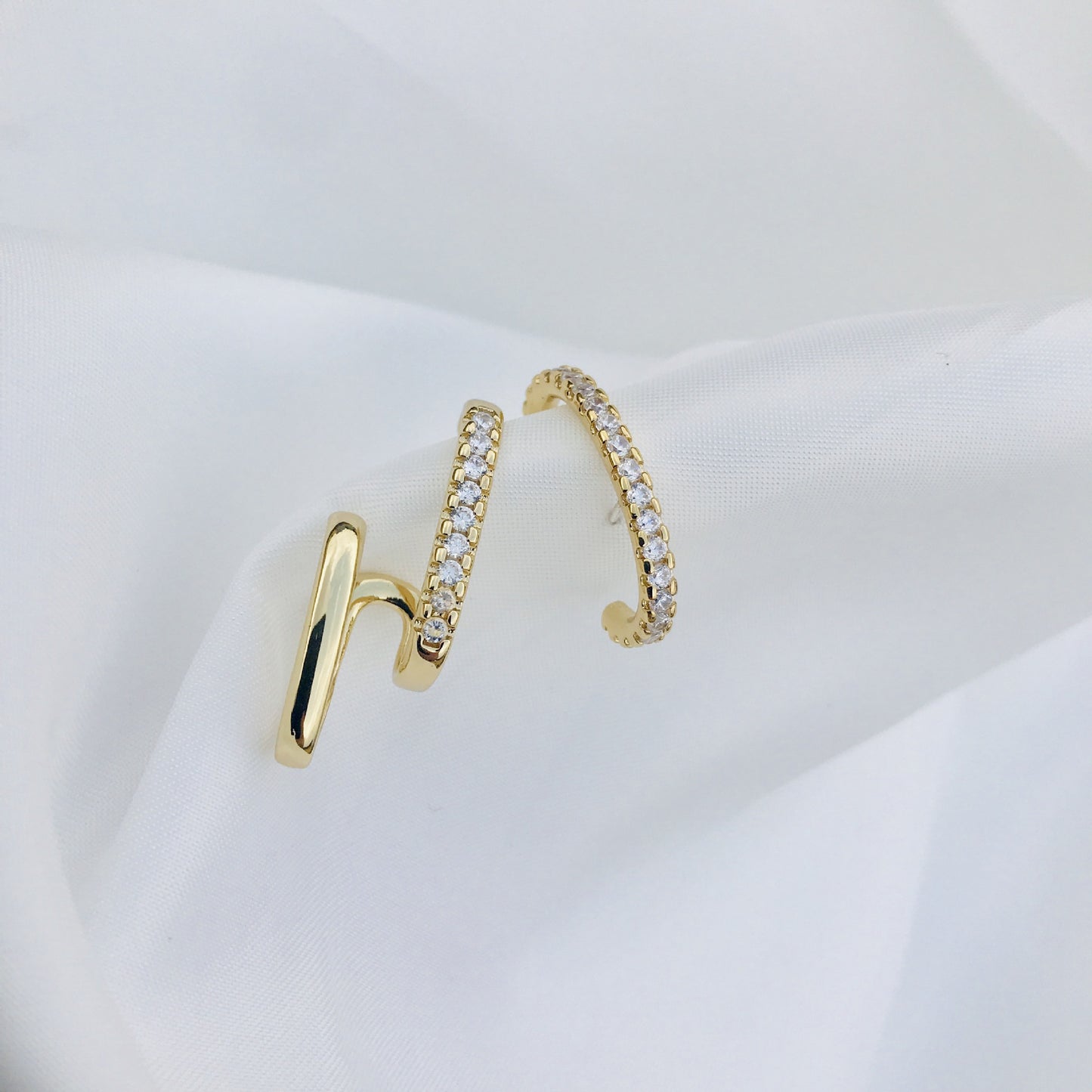 Layered crystal ear clip earrings