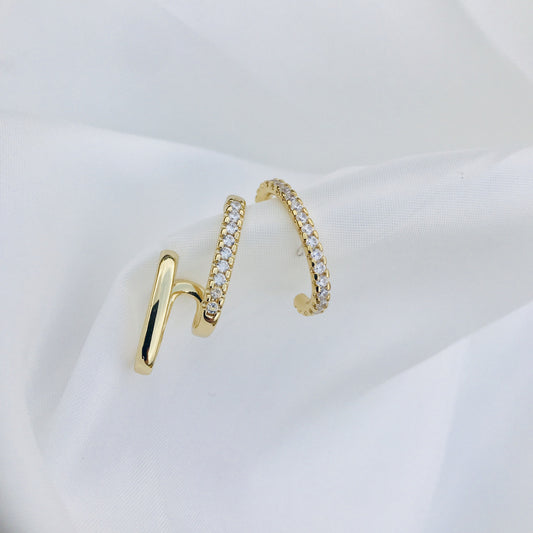 Layered crystal ear clip earrings