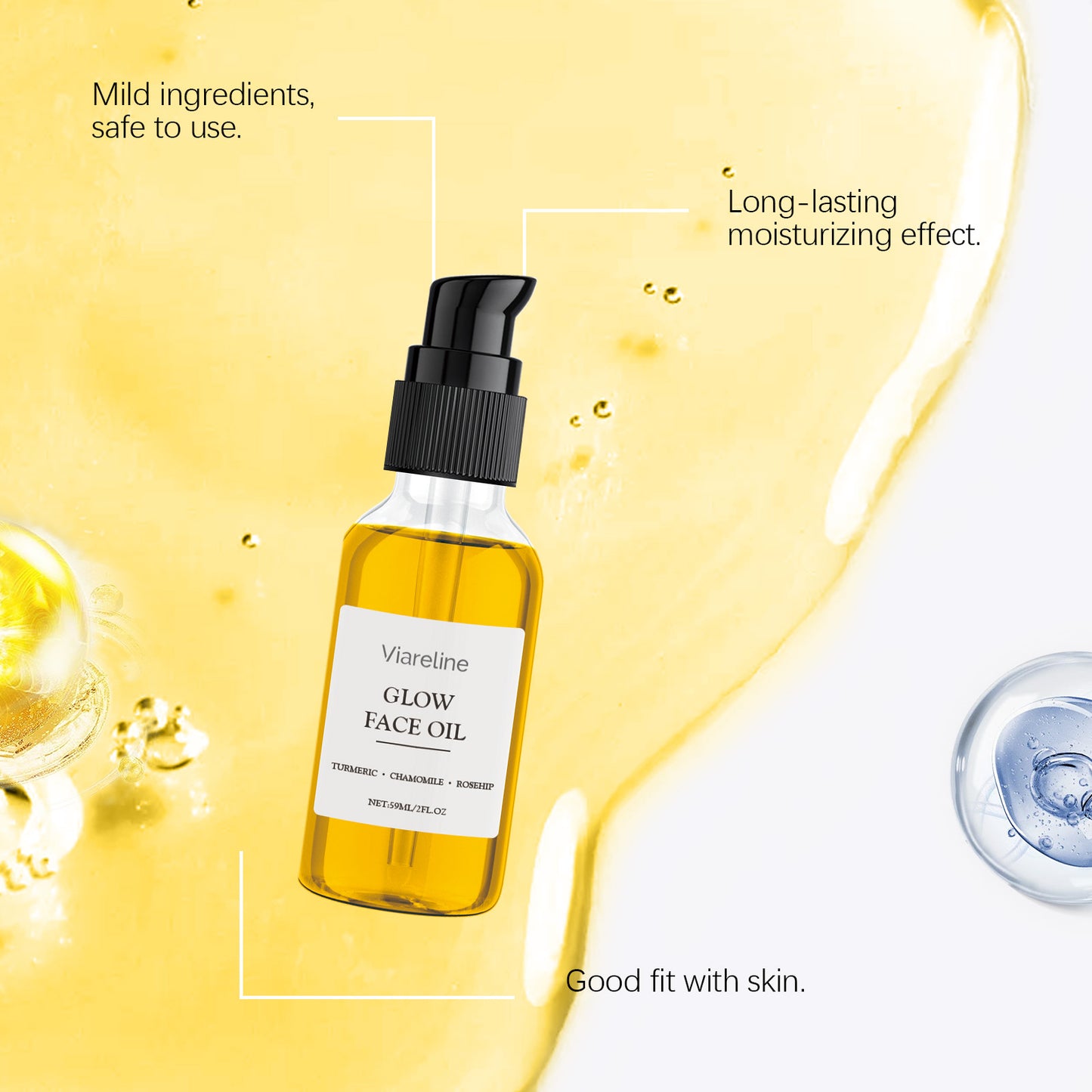 Viareline Turmeric Facial Essential Oil Nourishes, Hydrates, Moisturizes And Cares For The Skin Of The Face And Neck