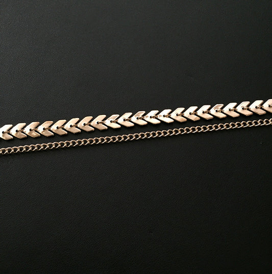 Fishbone Clavicle Chain Sequined Short Necklace Necklace