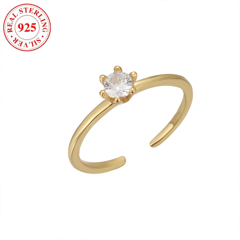 S925 Sterling Silver Inlaid Zircon Women's Opening Adjustable Toe Ring