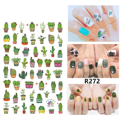 Green Leaf Nail Sticker Cactus Green Polka Dot Leopard Nail Sticker