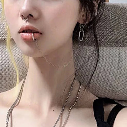 Personalized Earrings, Lip Chain, Nose Chain, Non-perforated Lip Ring, Ear Clip Earrings