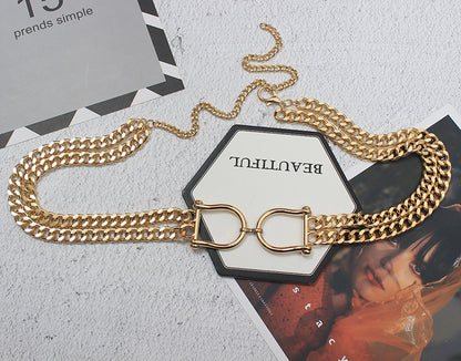 Metal Thick Chain PU Braided Waist Chain Women