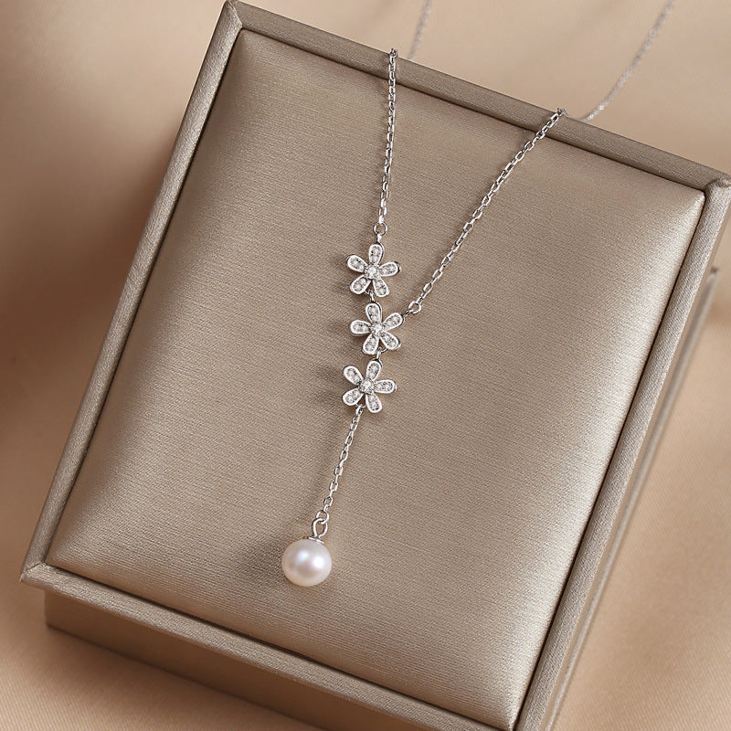 S925 Sterling Silver Pearl Necklace For Women