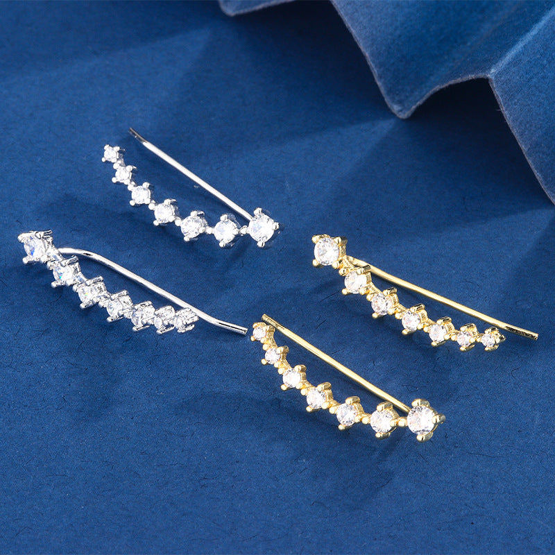 New Zircon Earrings Women's Light Luxury Earrings Niche Design Advanced Ear Clip