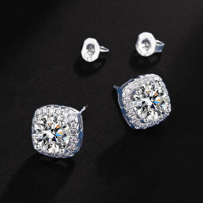 Square Bag Diamond Necklace Rings Ear Studs Suit