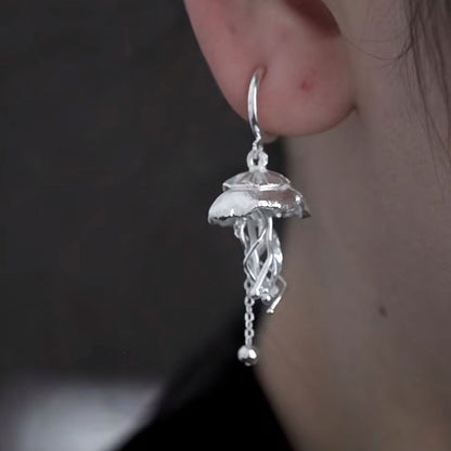 Jellyfish Tassel Stud Earrings Non-piercing Ear Clip