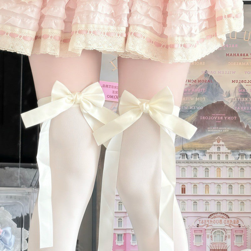 Japanese Style Lolita Sweet Thigh High Stockings Women Ultra Thin Anti-Snag Over The Knee High Socks JK Stockings