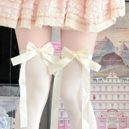 Japanese Style Lolita Sweet Thigh High Stockings Women Ultra Thin Anti-Snag Over The Knee High Socks JK Stockings