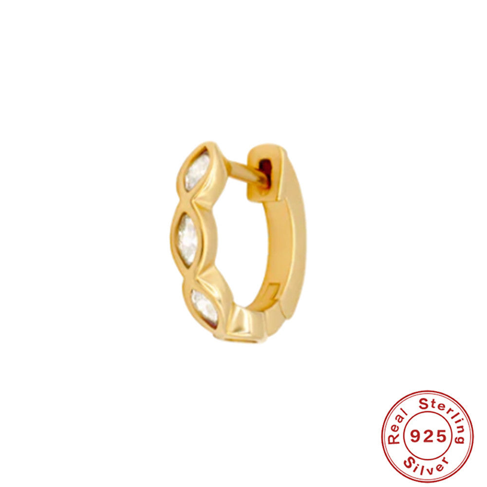 S925 Sterling Silver Diamond Horse Eye Ear Clip Earrings