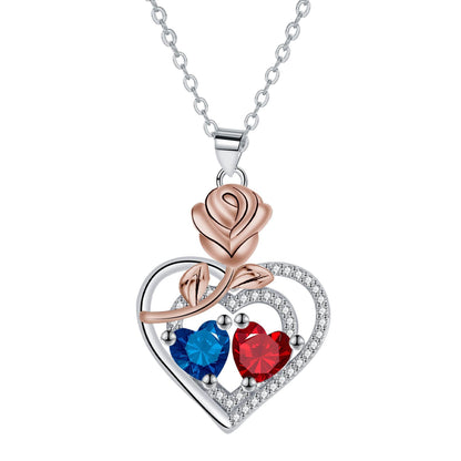 European And American Style Jewelry Rose Heart Fashion Elegant Necklace For Women