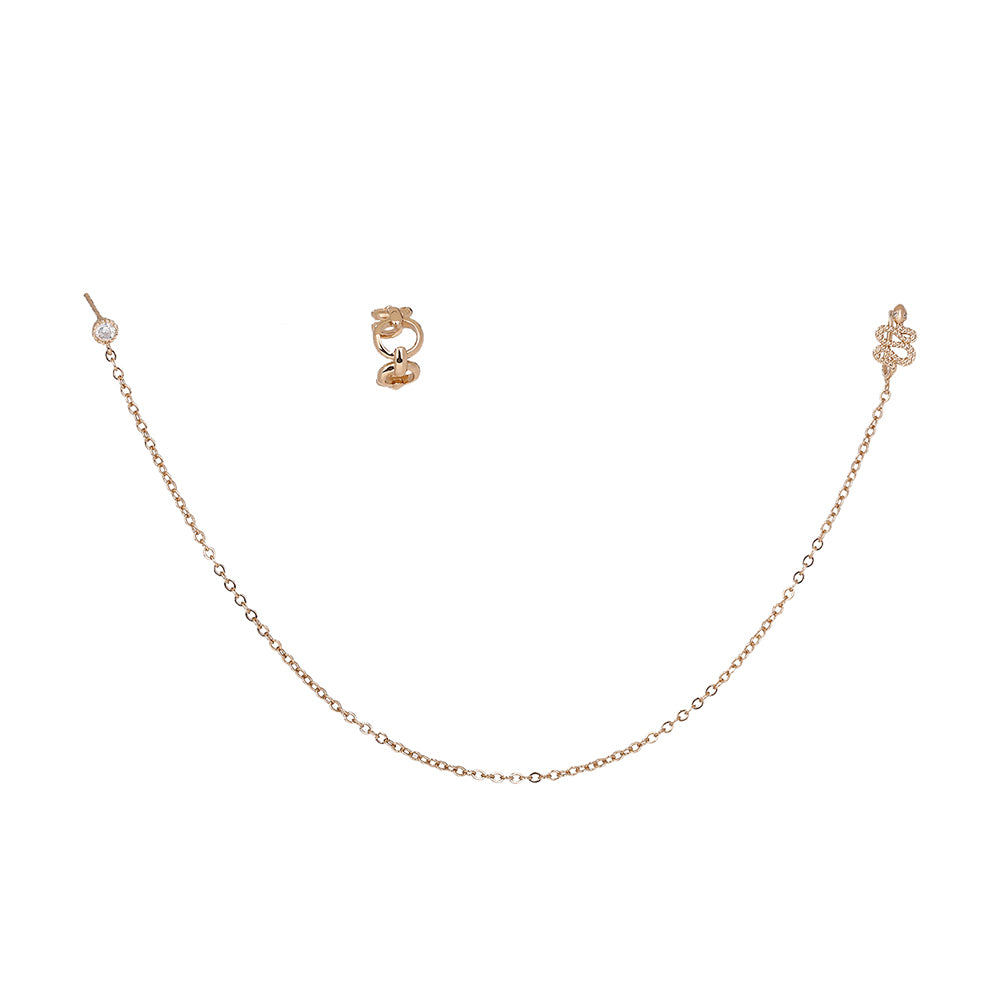 Personalized Earrings One-piece Pierced Nose Ring Chain, Retro Snake-shaped Nose Ring, Ring-shaped C-ear Clip Female Set Accessories