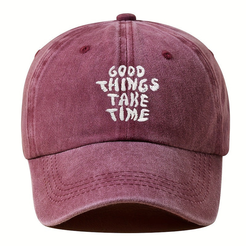 Embroidered Letter Washed-out Vintage Baseball Cap Unisex Adjustable