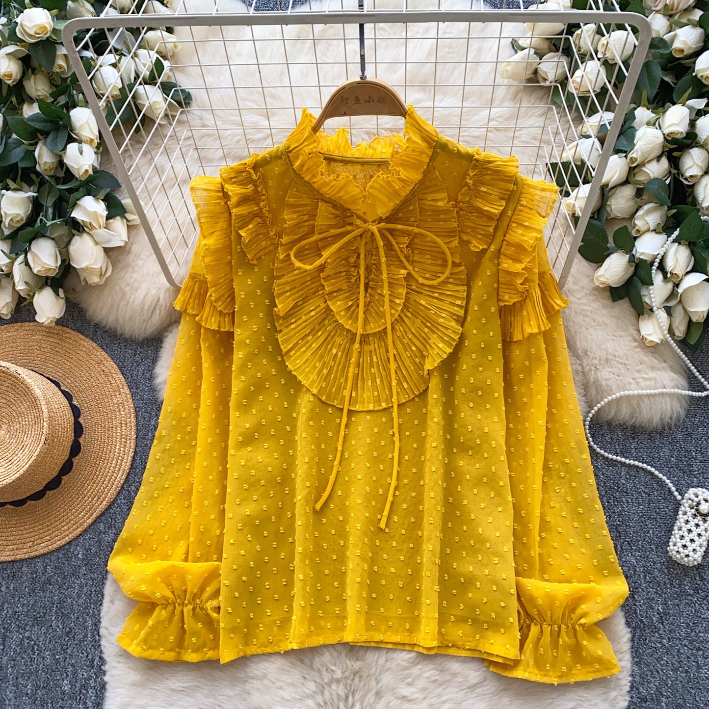 Early Spring Light Luxury Youth-Enhancing Chic Blouse Top